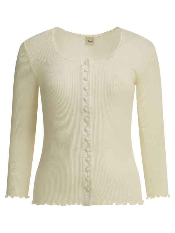 Fitted Top Made Of Cotton And Silk Jersey Tops White