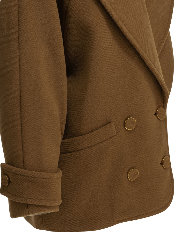 Chloé Short Wool Coat Jackets and Coats - Brown | c464aa004f74466a86d24886261b67635626f961
