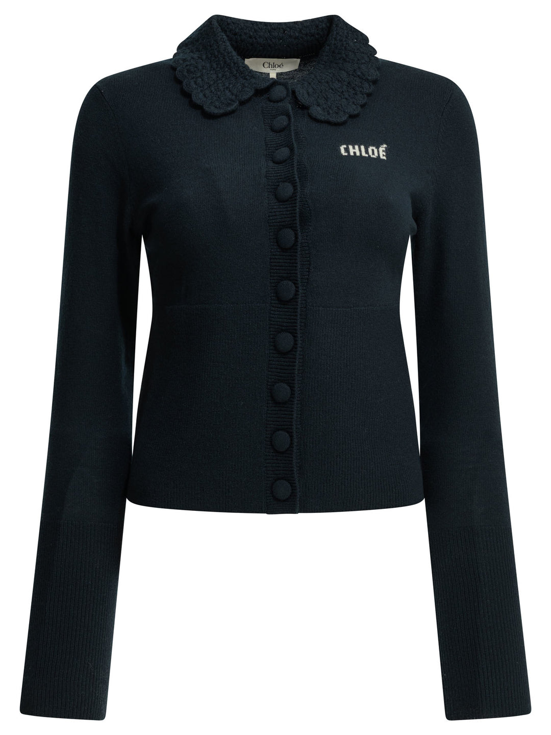 Chloé Polo Sweater With Logo Knitwear - Blue | cfe84db3d989fe4f6b76c2a0c852f53f61e2a3dc