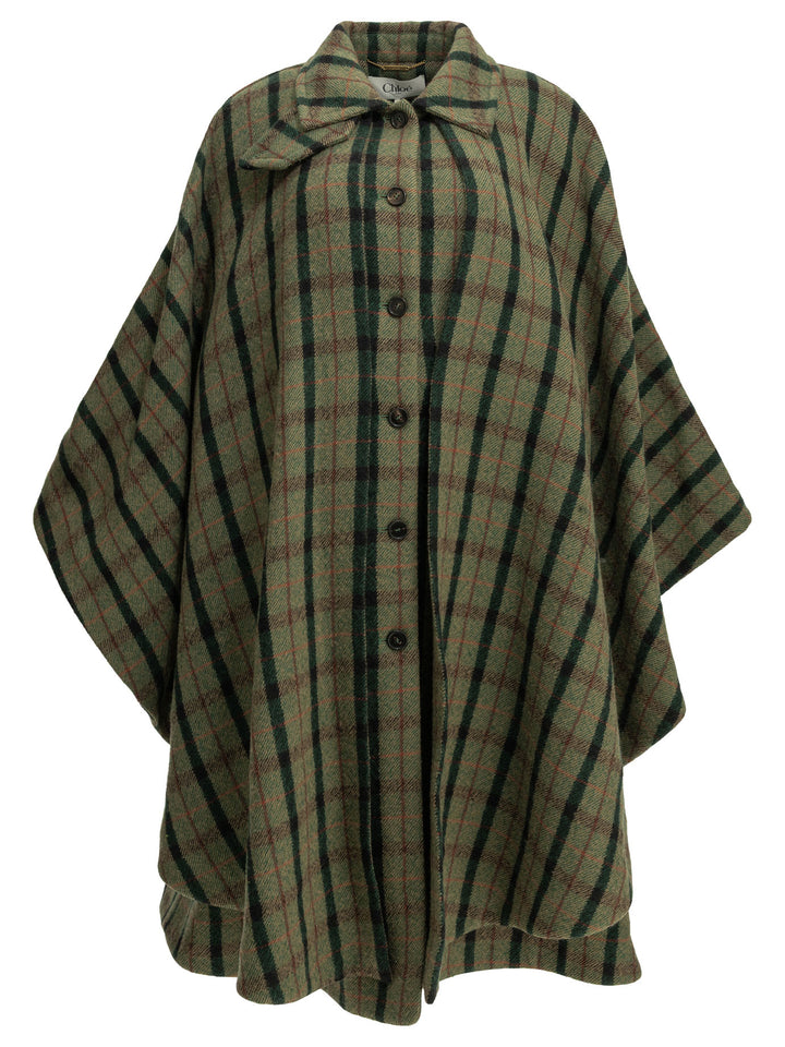 Chloé Wool Cape Jackets And Coats Green