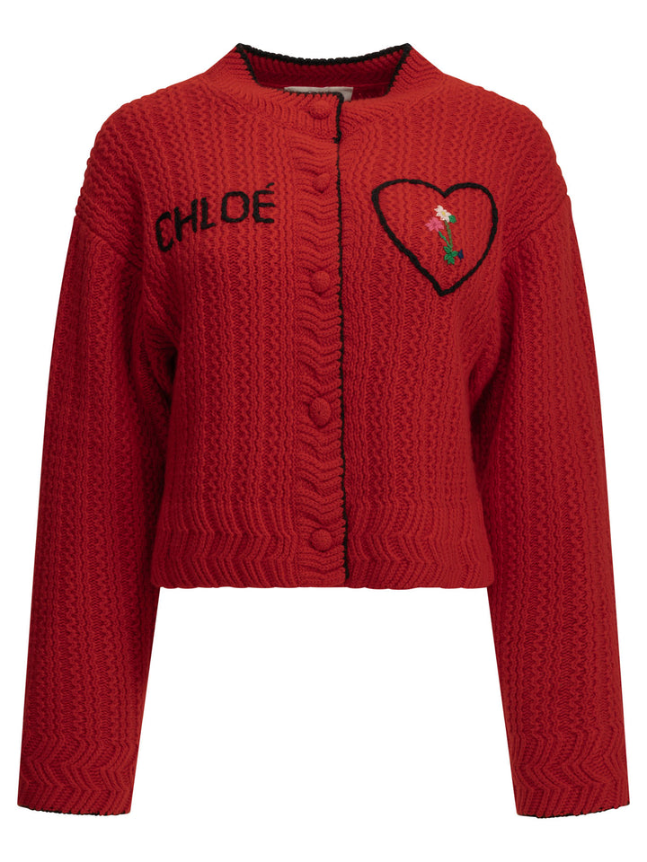 Chloé Heart Knitwear Red