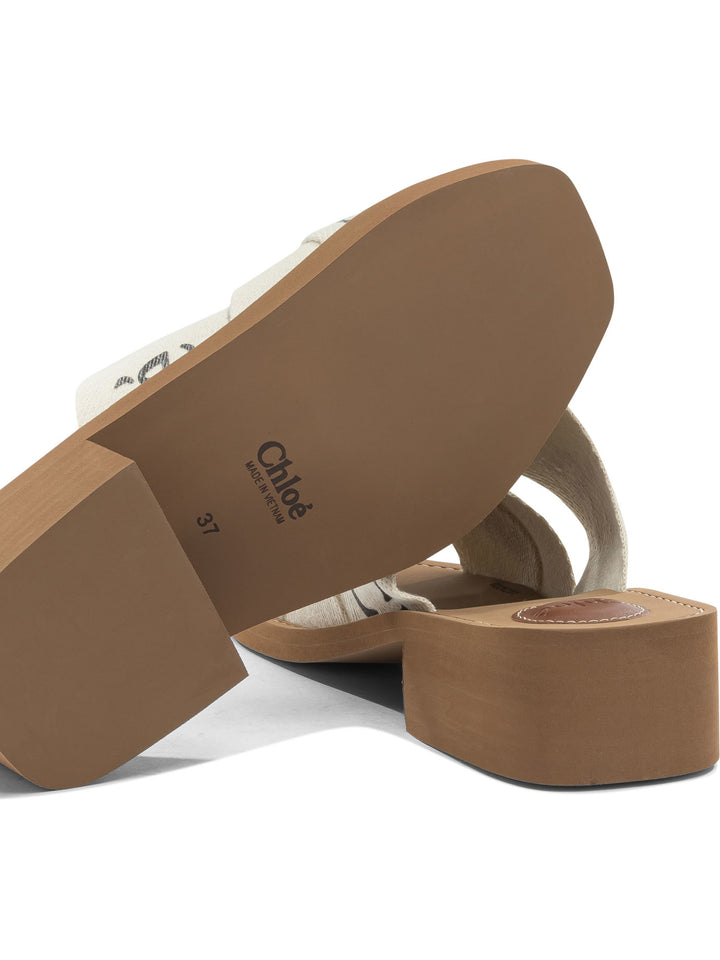Chloé Woody Sandals - White | 5df7492adb2ebb76d6fb8384bae1ab7d96be33ba