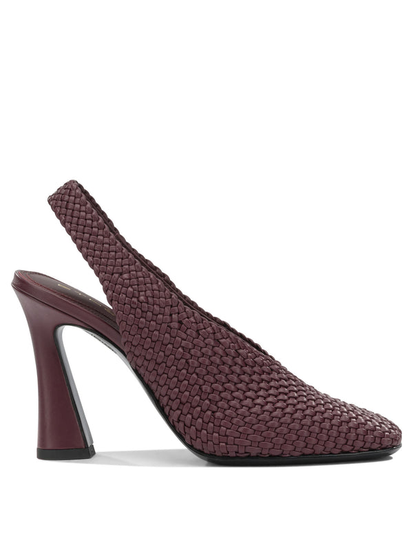 90mm Woven Slingbacks Heeled Shoes Bordeaux