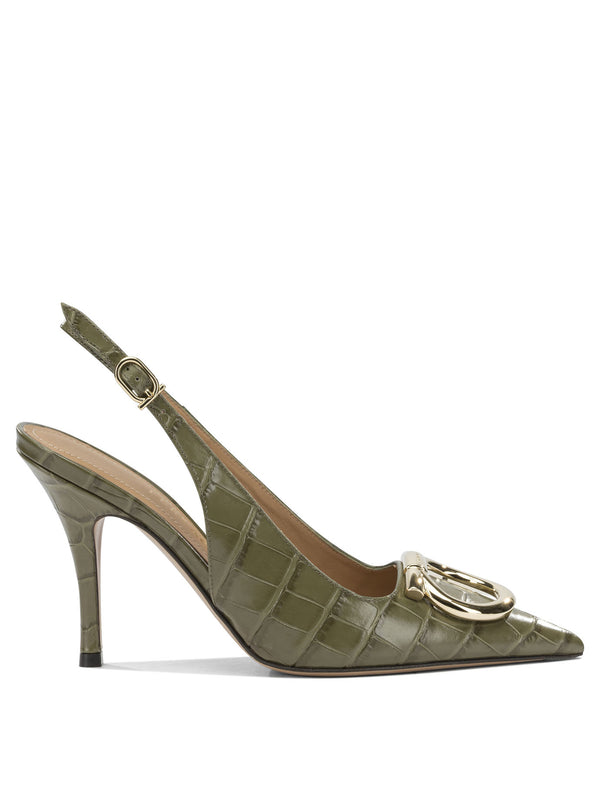 Sara Croc 65mm Heeled Shoes Green