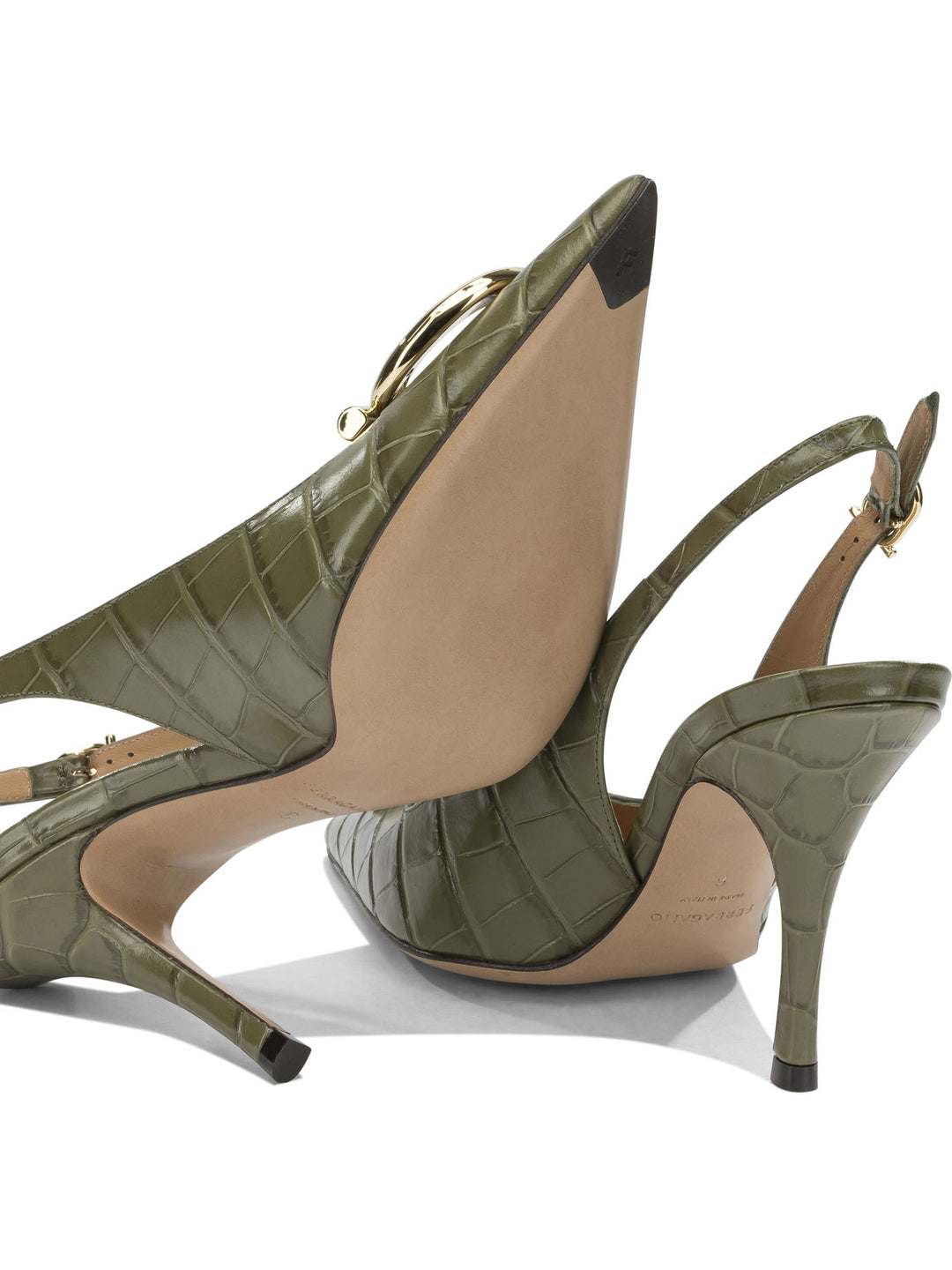 Ferragamo Sara Croc 65mm Heeled shoes - Green | 0375d706066c521f59dd4c3b385317b8b7e1350a