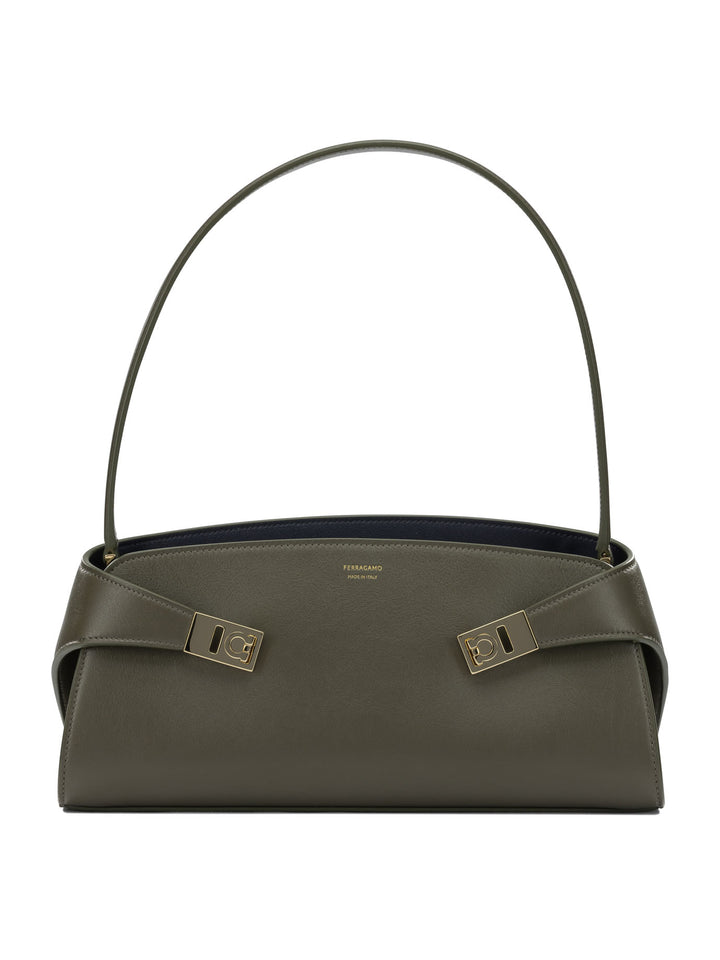 Ferragamo Hug East-West Shoulder Bags - Green | b450f20d70855521cb36fe5ddc3c4fb361e58461