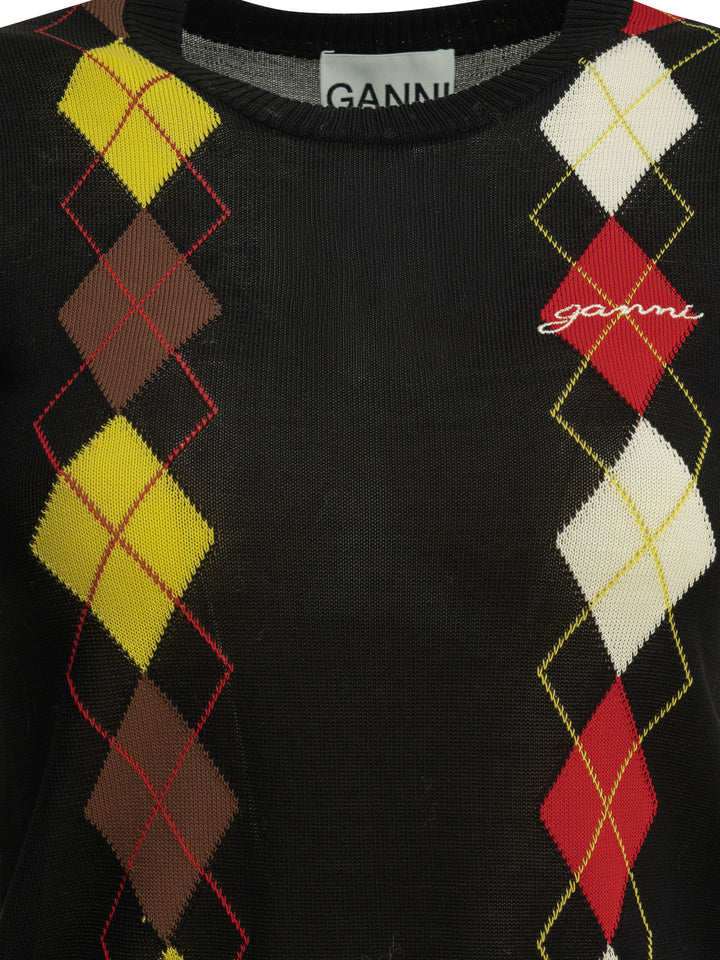 Ganni Argyle Knitwear - Black | ae70c8db687e1a7dd98b97fec445345746e1218b