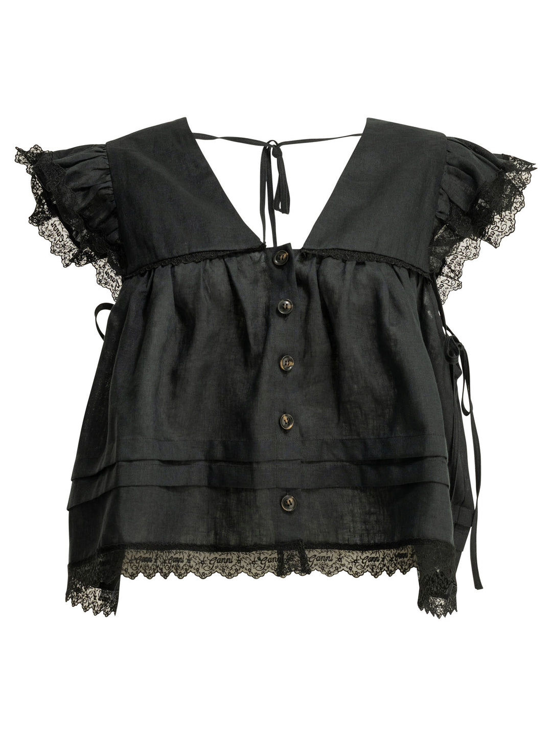 Ganni Linen Blouse Shirts - Black | c0478dc08fc7b37f540d7faa7387b2700e447d64