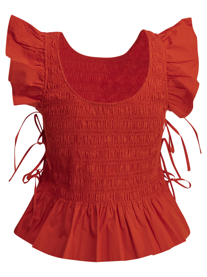 Ganni Casual Pleated Top Tops - Red | 0ab5aee7781d95f15dcdaf36a690e8c683ea83b7