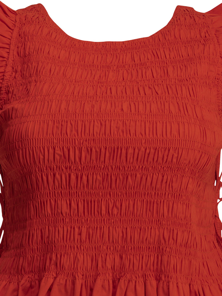 Ganni Casual Pleated Top Tops - Red | f113771ae178e3b5e44b3b4d6577292b0dbc9066
