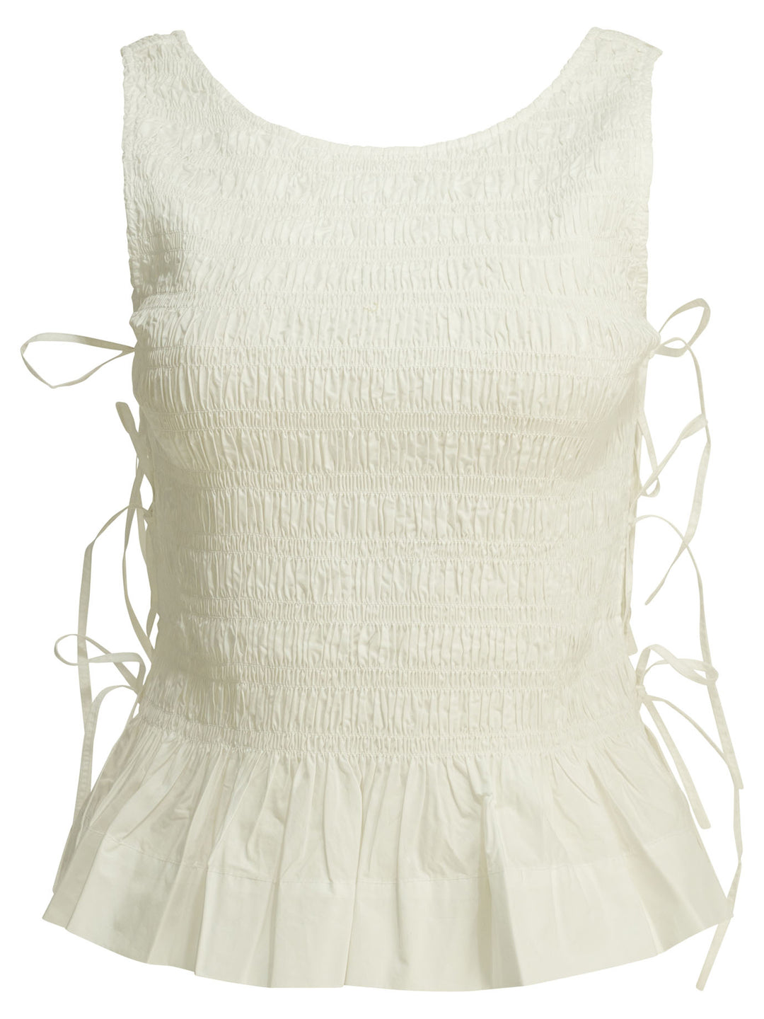 Ganni Casual Pleated Top Tops - White | 8440218fd63d284461fcb93599d9dbb3b321a3b7
