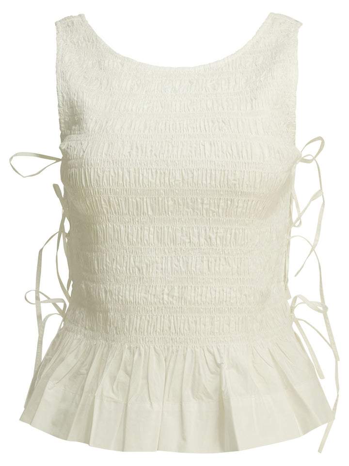 Ganni Casual Pleated Top Tops - White | 8440218fd63d284461fcb93599d9dbb3b321a3b7