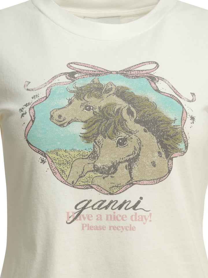 Ganni Qixi T-shirts - White | b4626a5b2ad22d864fc226bd467496efc33dd1a5