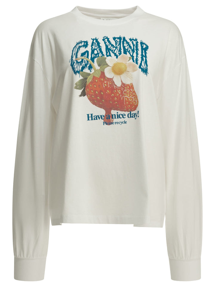Ganni Strawberry T-shirts - White | e153dea4f37ff7437685bfaad0b3025cac601e71