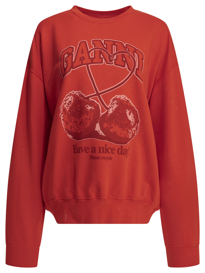 Ganni Cherries Sweatshirts - Red | 2d8359047dc2c19eda879a8681ebca4ed1a7ad99