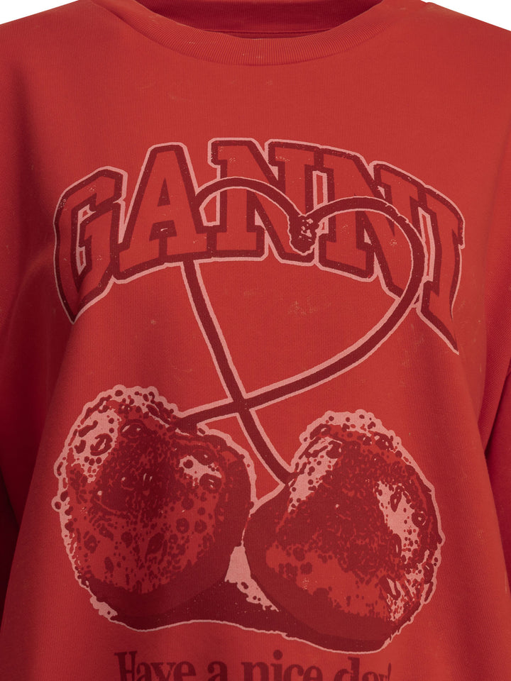 Ganni Cherries Sweatshirts - Red | 702b07e383818809ded88c9b6a4e5f39cef683c9