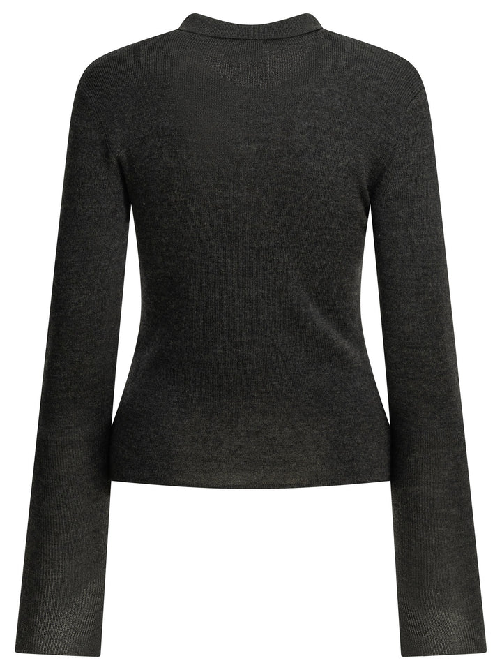 Ganni Logo Polo Sweater Knitwear - Grey | 66adcafb048692299311282bc393b32e1cec06de