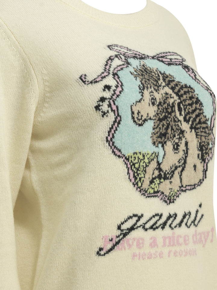 Ganni Horses Knitwear - White | 60a1459a6b6bd9b45012a8430552dd5e6e556dd3