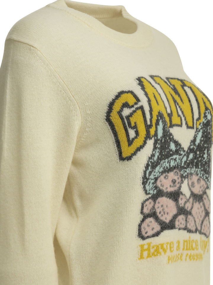 Ganni Teddy Mushroom Knitwear - Beige | 885dc3be37f2b4173f1f19d7a13828155b8c47a2