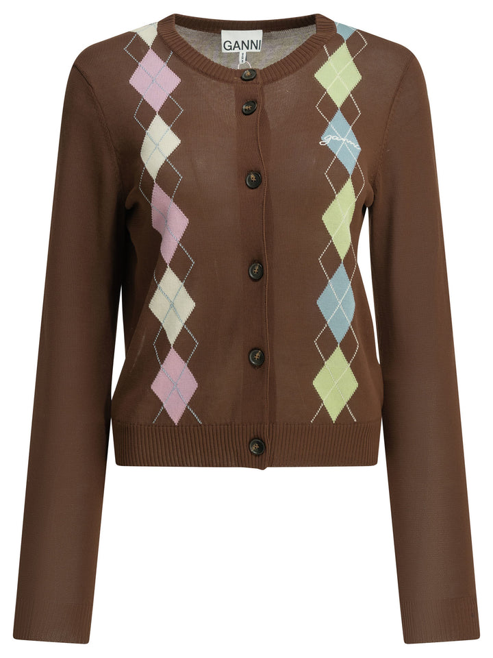 Ganni Argyle Knitwear - Brown | b4f822f4bde65e5f3d1d4aba4116000fa93f1bdc