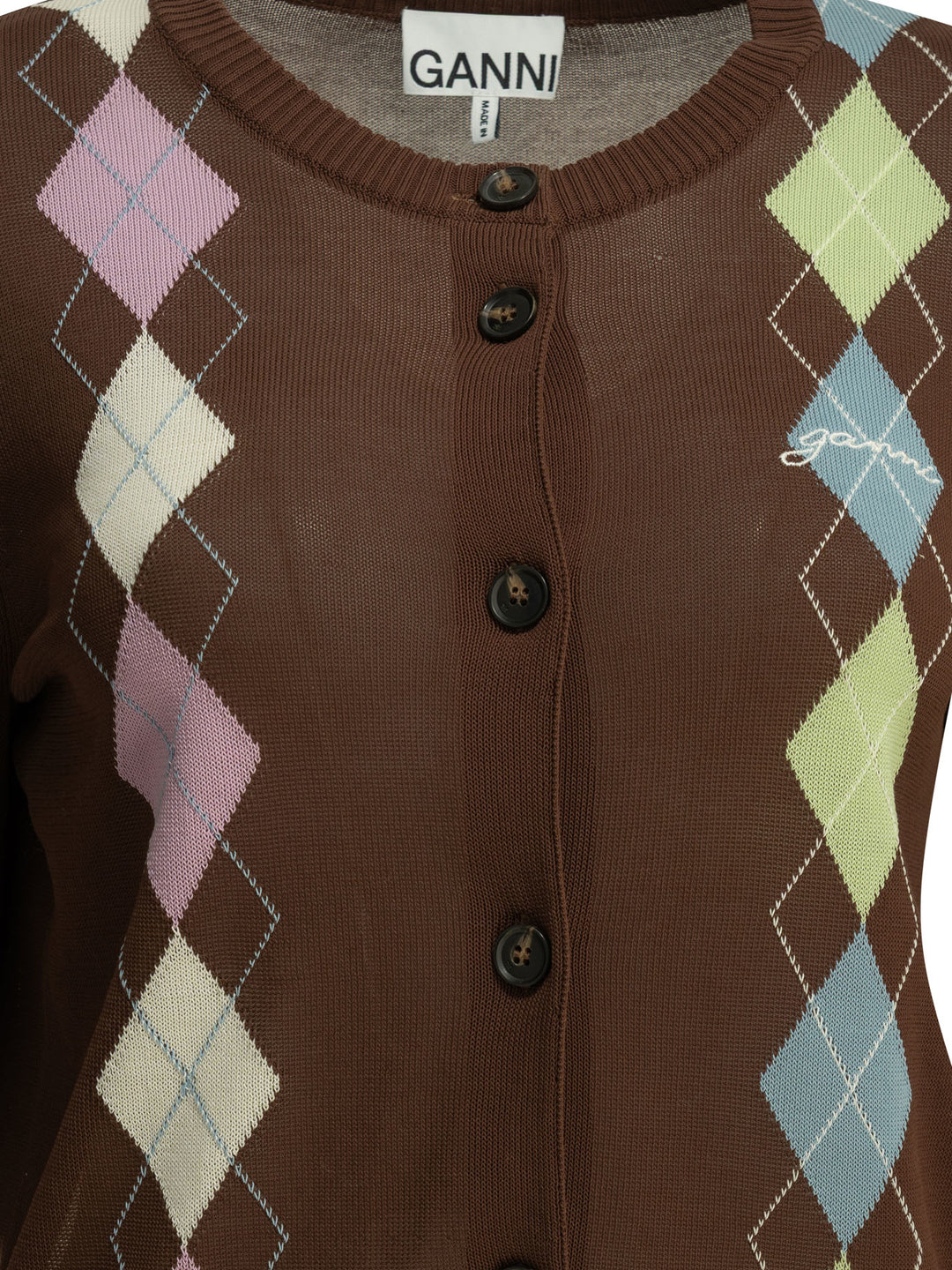 Ganni Argyle Knitwear - Brown | 1d10a816a93285cc7255028331ed6b9c72fcd92d