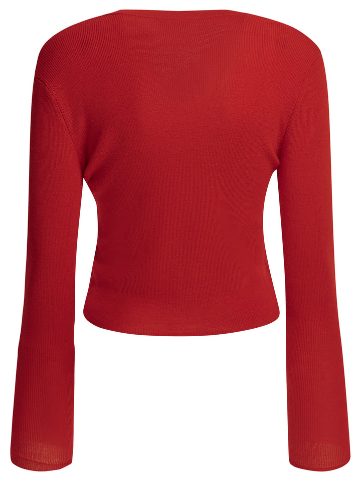 Ganni Merino Wool Cardigan Knitwear - Red | f64c4773075ac8954b541d67d933f09b6b44beb3
