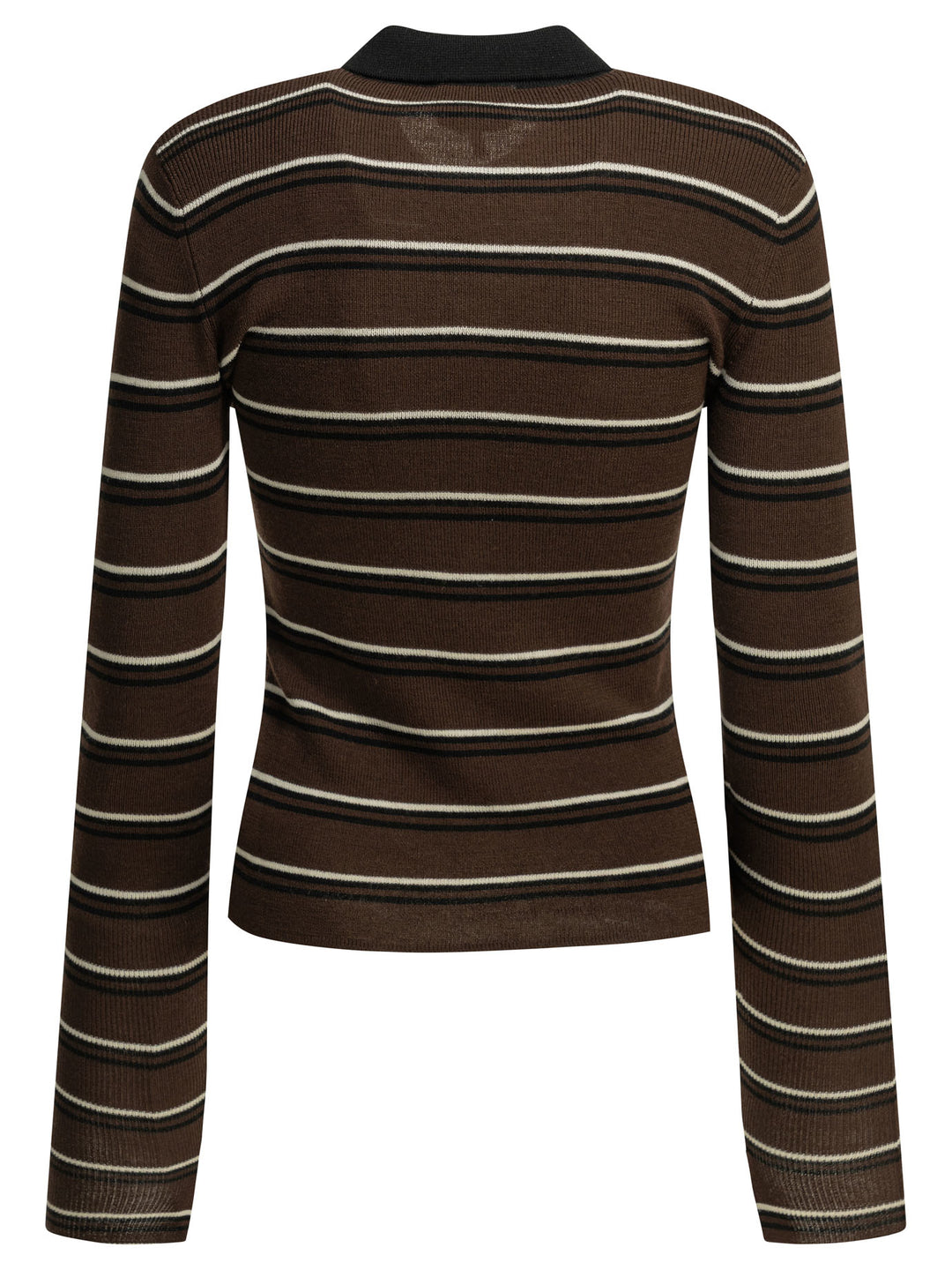 Ganni Striped Wool Polo Sweater Knitwear - Brown | ddfe4060f8de07589cadb5c39e9572a51478b329