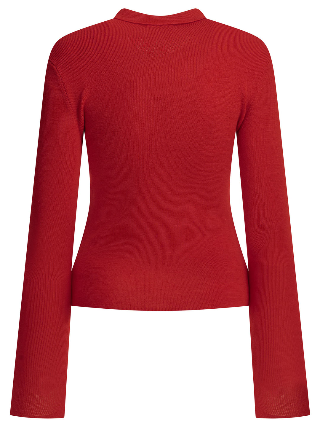 Ganni Merino Wool Polo Sweater Knitwear - Red | 58fc6517c54eb3449a59b8f48157daaf09909954
