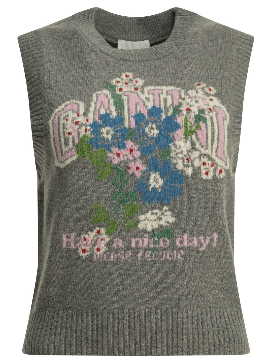 Ganni Flowers Knitwear - Grey | ff37c87480703728637787e61299fa19d2b490e1