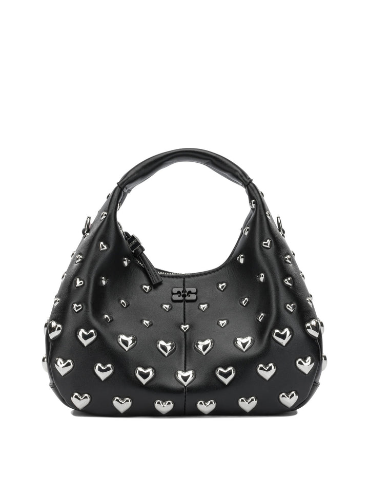 Ganni Mini Hobo Heart Handbags - Black | 213820386c98418d622f082ee0629dff4abb61f8