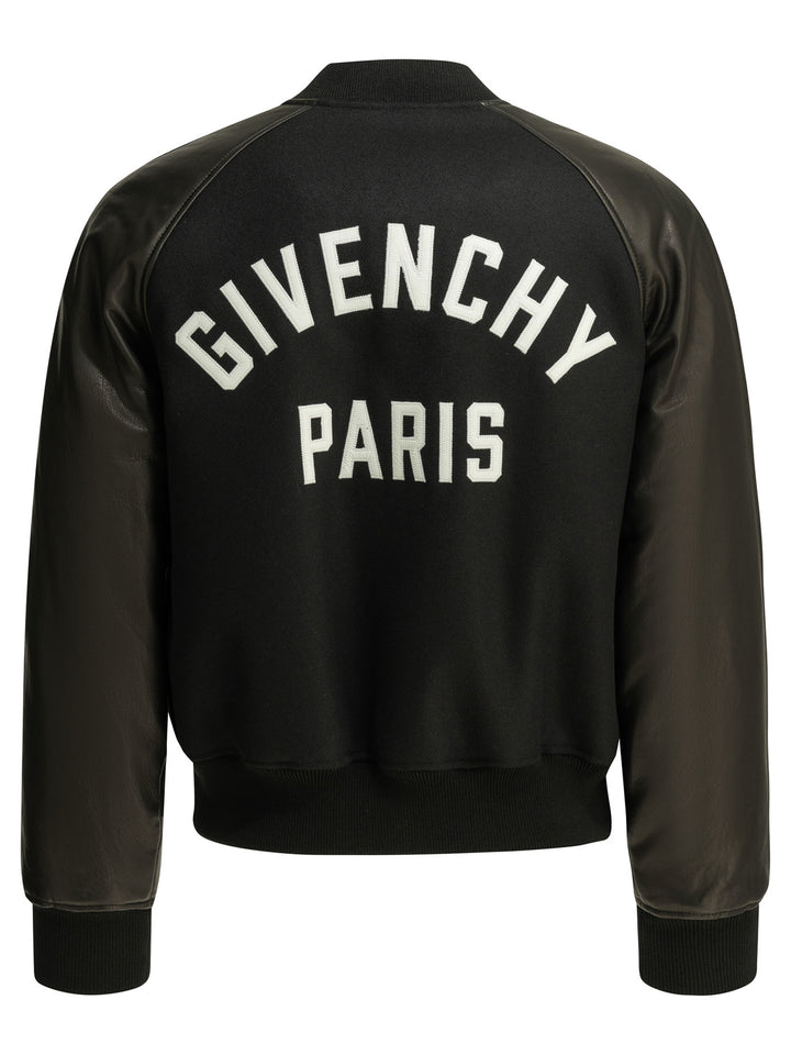 Givenchy Wool Bomber Jacket With Reverse Logo Jackets and Coats - Black | 8049b8c441307e8123ad1428a7e98bb30d926d50