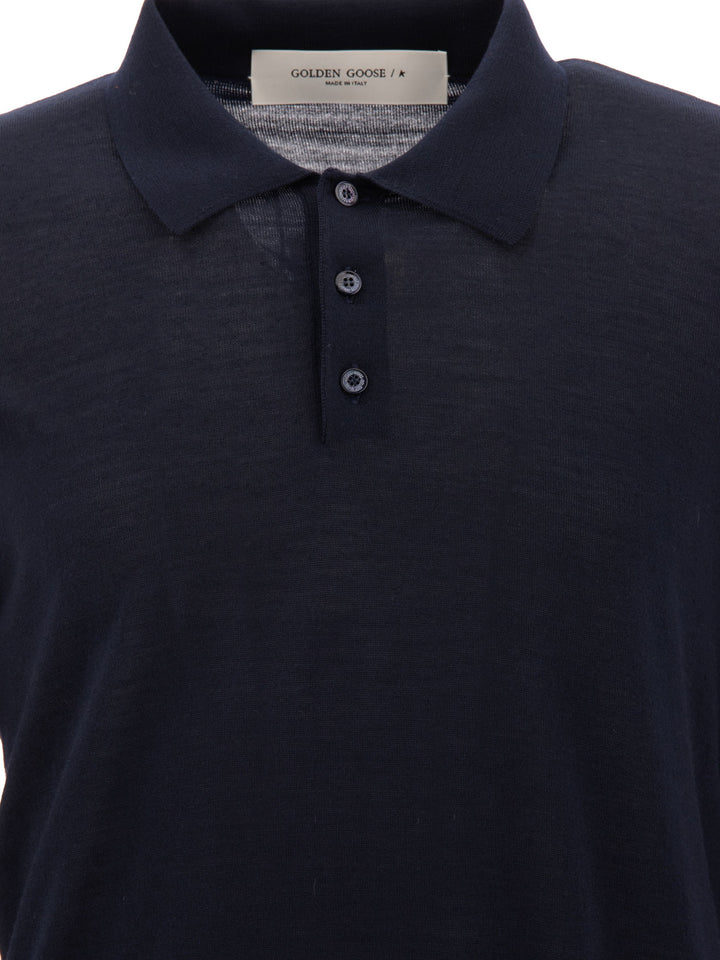 Golden Goose Wool Polo Sweater Knitwear - Blue | 94d5e8c6c417fb5e6897d86ad87afb7143411ae5
