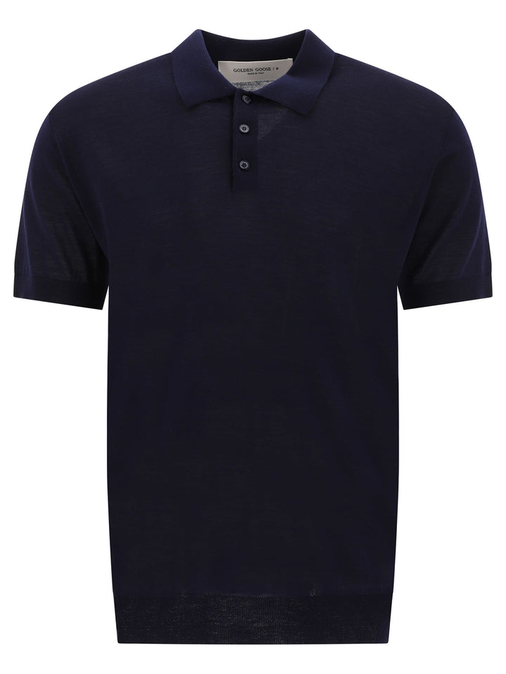 Golden Goose Merino Wool Button-Down Polo Shirt Polo shirts - Blue | 3f624d06518c4fbbcd6f2ae253b6eb1b45ea1291