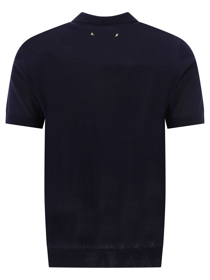 Golden Goose Merino Wool Button-Down Polo Shirt Polo shirts - Blue | e93aff50af9028f726ec53bd8e09b2d9baa85f49