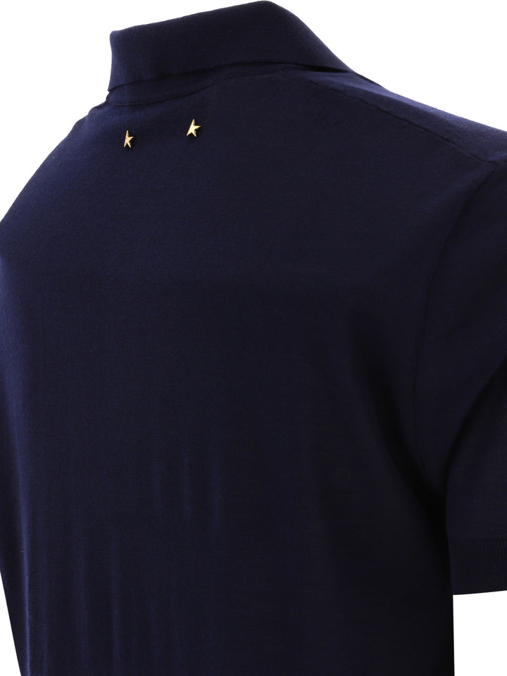 Golden Goose Merino Wool Button-Down Polo Shirt Polo shirts - Blue | 0a39316f18ddd0b47bd2b35efc7160570a2e7668