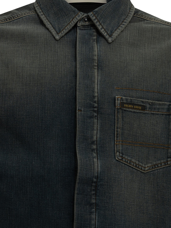 Golden Goose Casual Denim Shirt Shirts - Blue | c2150437122ebf44a09743cbec71d9a9f10aa6cd