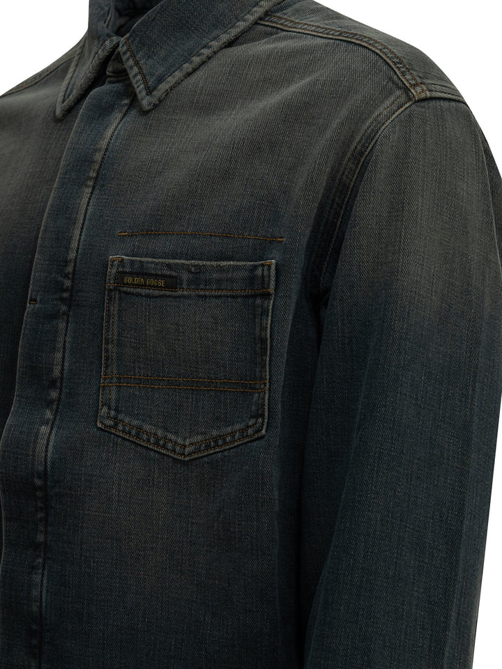 Golden Goose Casual Denim Shirt Shirts - Blue | d42b86faf9b04c8cec86d6070a236a6bdedca482