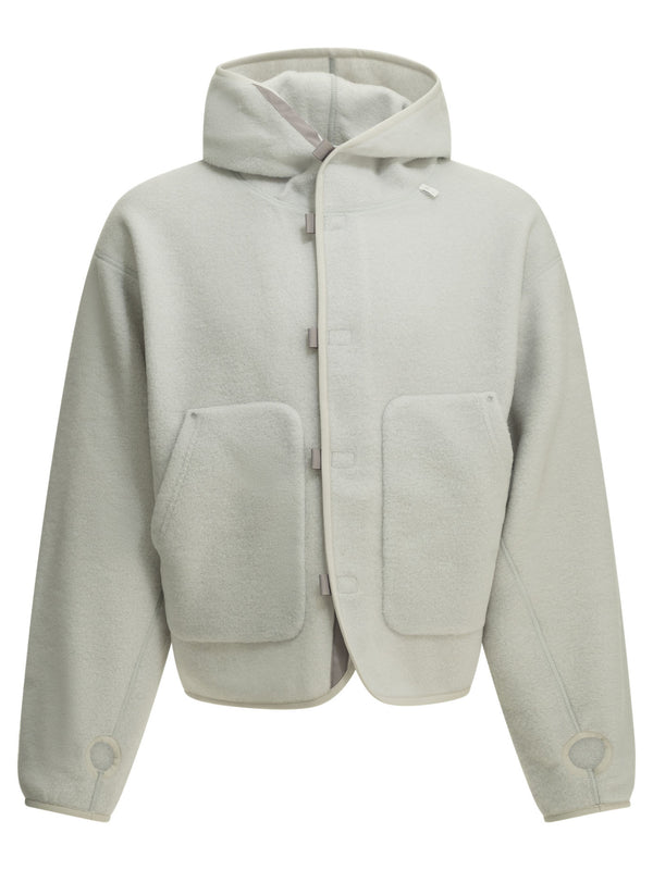 Wool-Blend Hooded Sweatshirt Grey