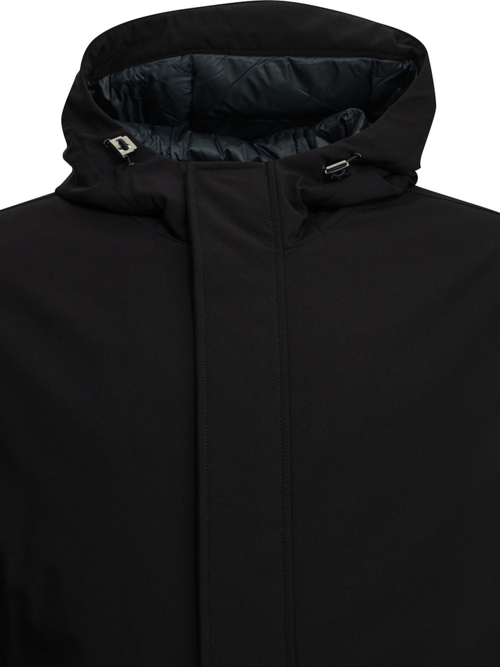 Herno Long Down Jacket In Stretch Twill Jackets And Coats Blue