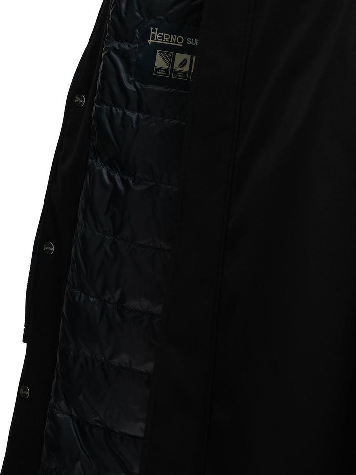 Herno Long Down Jacket In Stretch Twill Jackets And Coats Blue