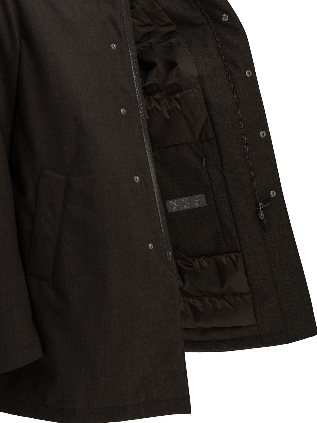 Herno Long Flannel Down Jacket Jackets and Coats - Brown | d11e59c1bf072366530066a7527ea76842fde2f2