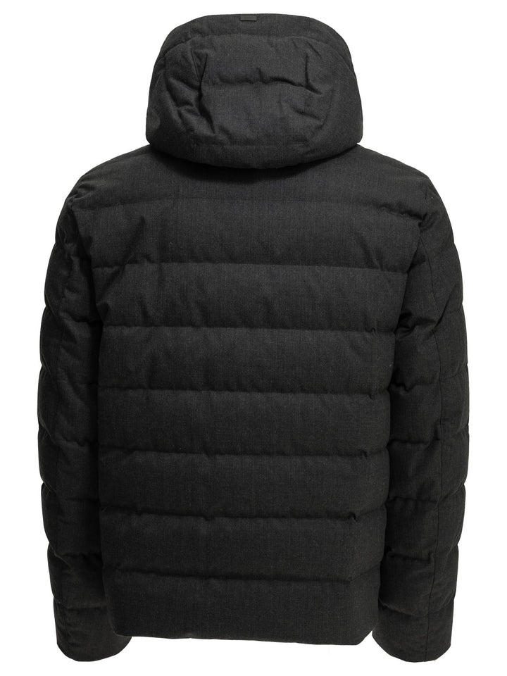 Herno Short Flannel Down Jacket Jackets and Coats - Grey | acb17fb37d5d85e19d173faa67121199cda42264