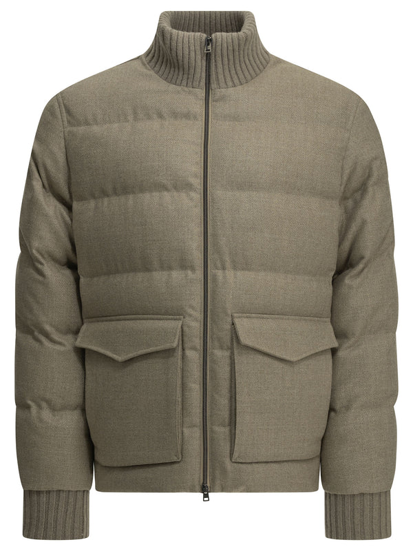 Tweed Bomber Jacket Beige