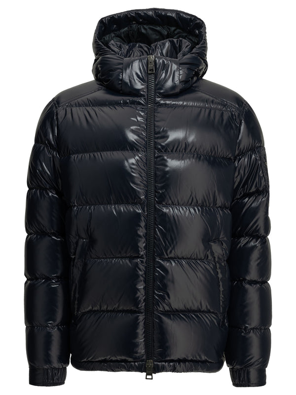 Short Down Jacket With Logo Jackets And Coats Blue