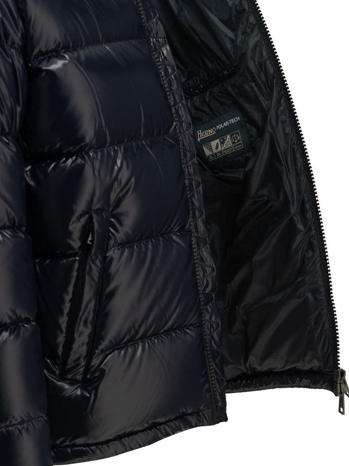 Herno Short Down Jacket With Logo Jackets and Coats - Blue | 911f91515719c24d86e588bfc6ea9895b67b1006