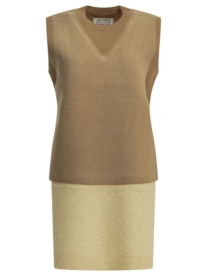 Maison Margiela Virgin Wool Vest Knitwear - Beige | f7df4621839106e5ceb9b28e86efb810362661ec