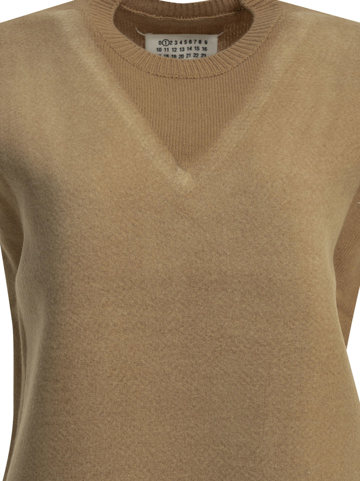 Maison Margiela Virgin Wool Vest Knitwear - Beige | 326839a74ab95e2233e2ad6cf2d008042ef1c9a5