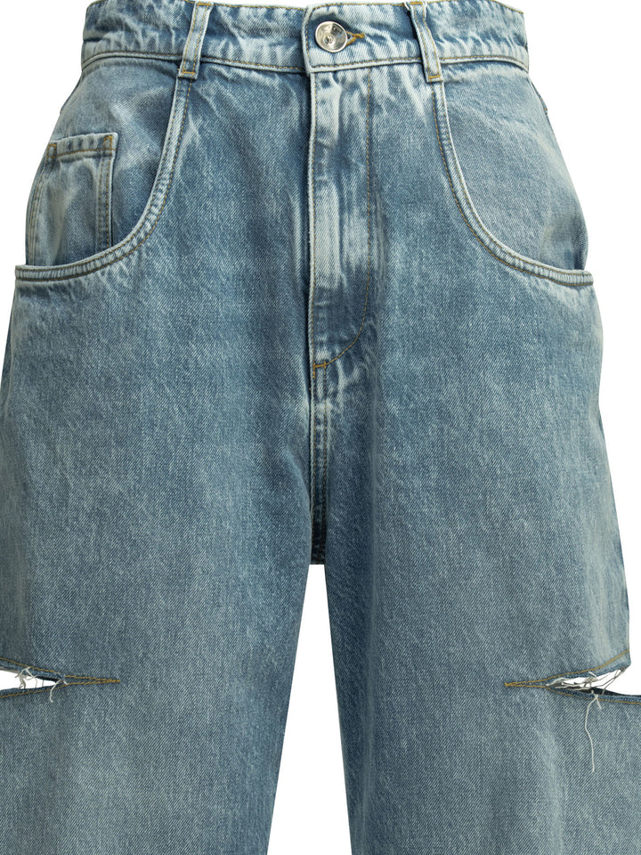 Maison Margiela Ripped Wide Leg Jeans - Blue | ceddc7e8ee7ddc525b587c7d24b9552635e70b93