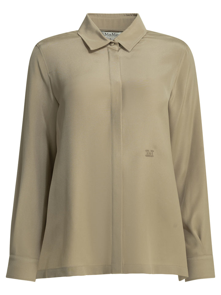 Max Mara Casual Shirt In Silk Crêpe De Chine Shirts - Beige | 220698f35cb80032fb8ea96fd45f2dc2160aae40
