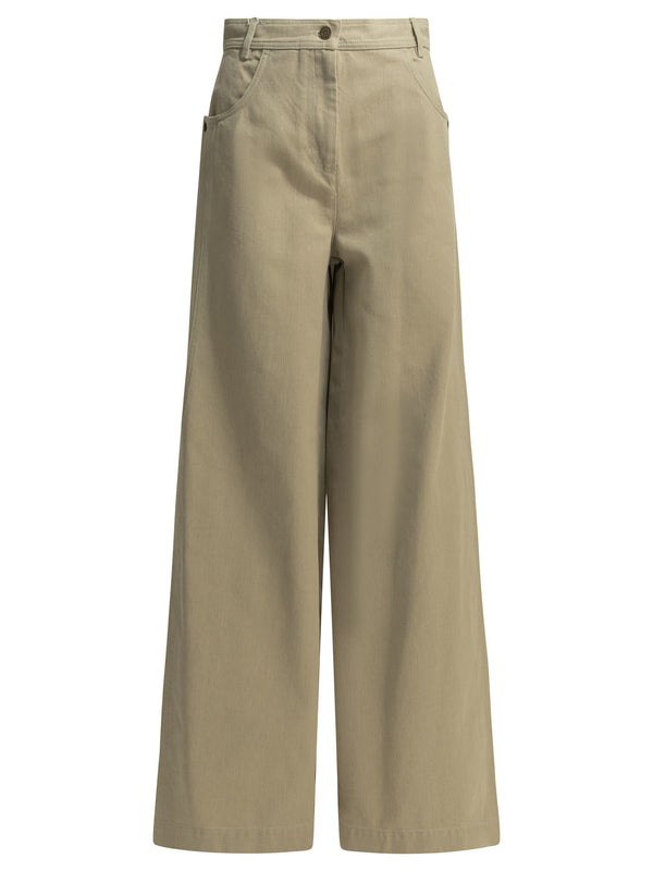 Casual Wide-Leg Pants Trousers Beige